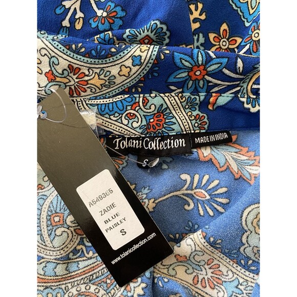 Tolani Collection Zadie Blouse And Pants Size S Blue Paisley New - Picture 12 of 12